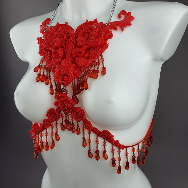 "Stigmata" Red Filigree & Beading Body Jewellery