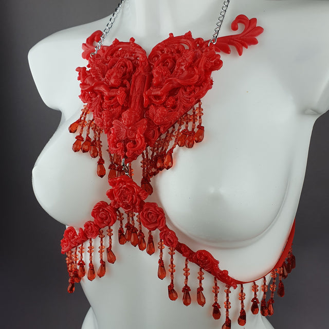 "Stigmata" Red Filigree & Beading Body Jewellery