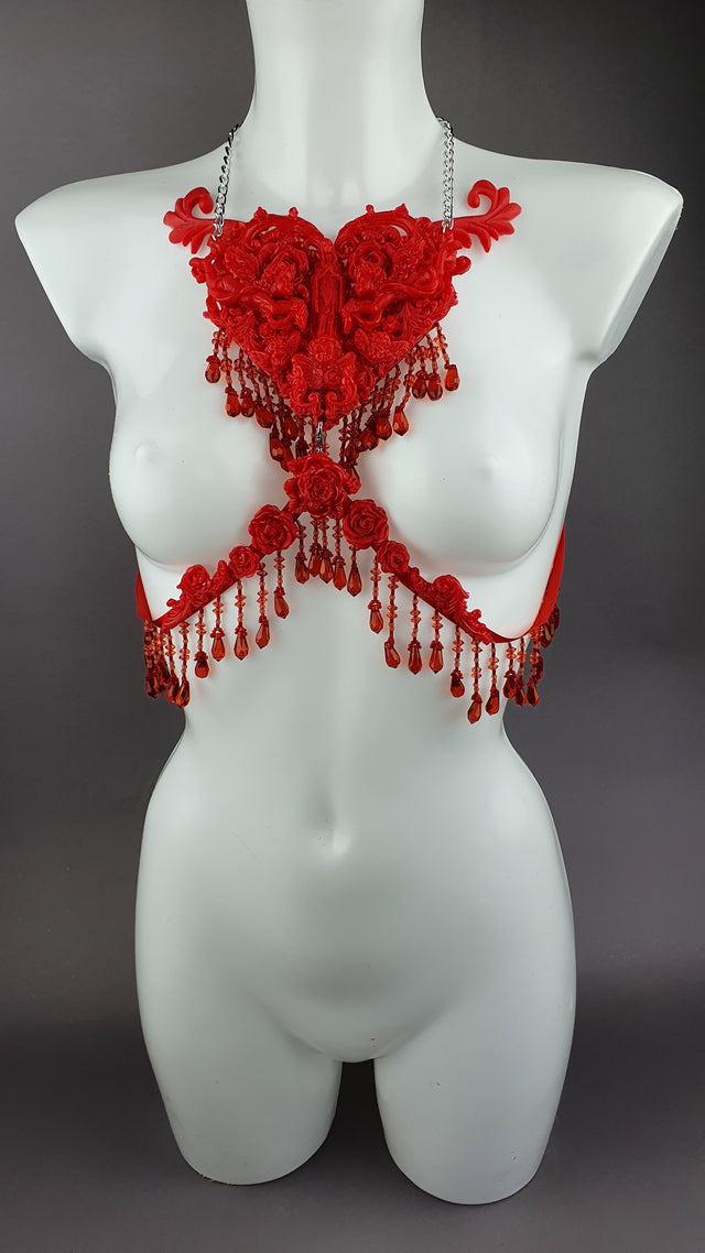 "Stigmata" Red Filigree & Beading Body Jewellery