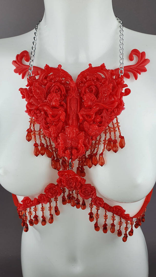 "Stigmata" Red Filigree & Beading Body Jewellery