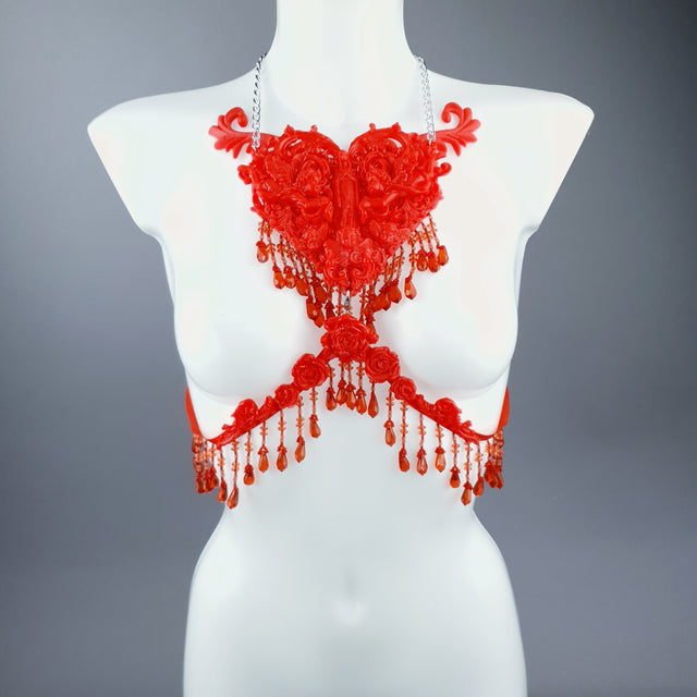 "Stigmata" Red Filigree & Beading Body Jewellery