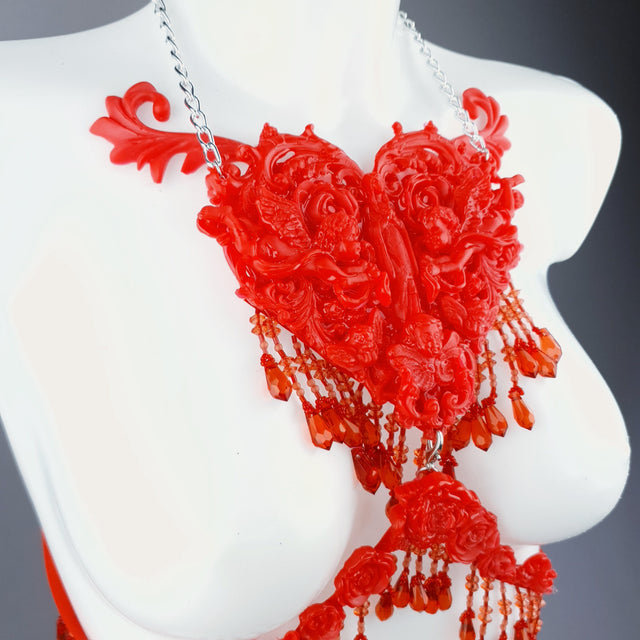"Stigmata" Red Filigree & Beading Body Jewellery