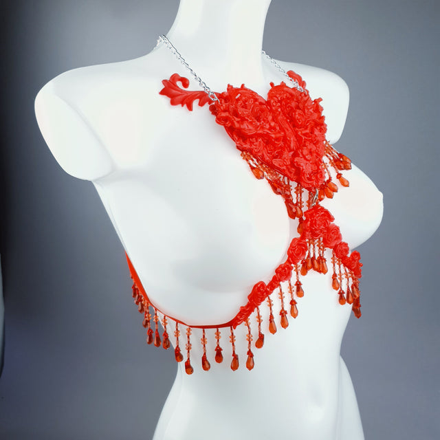 "Stigmata" Red Filigree & Beading Body Jewellery