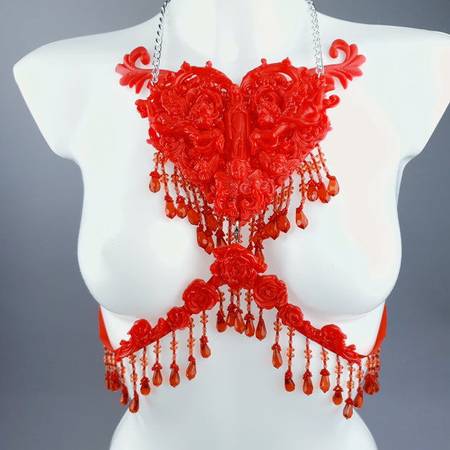 "Stigmata" Red Filigree & Beading Body Jewellery