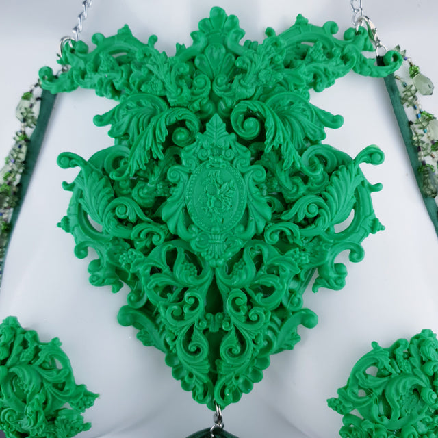 "Envy" Green Filigree Nipple Pasties & Beading Body Jewellery