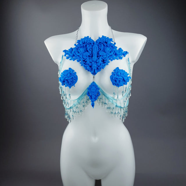 "Erzulie" Blue Filigree Nipple Pasties & Beading Body Jewellery