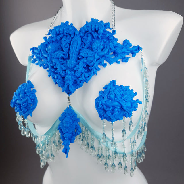 "Erzulie" Blue Filigree Nipple Pasties & Beading Body Jewellery