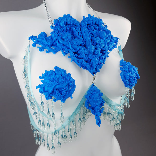 "Erzulie" Blue Filigree Nipple Pasties & Beading Body Jewellery