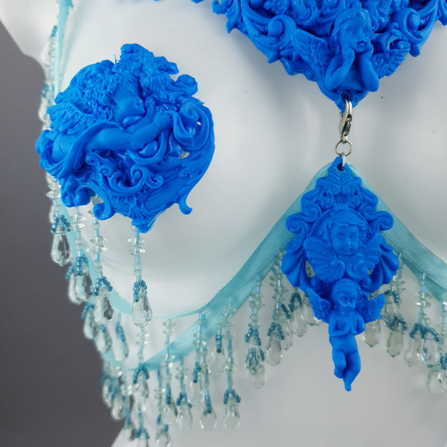 "Erzulie" Blue Filigree Nipple Pasties & Beading Body Jewellery