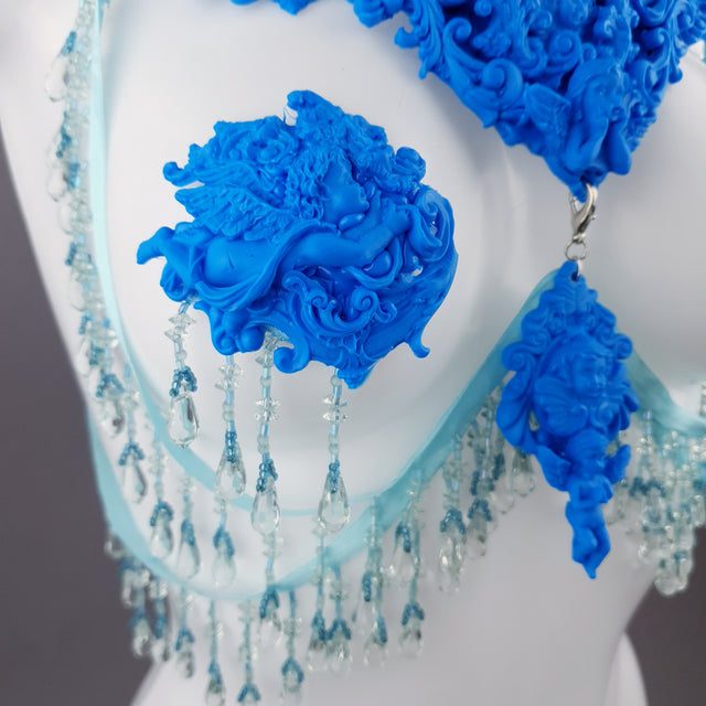 "Erzulie" Blue Filigree Nipple Pasties & Beading Body Jewellery