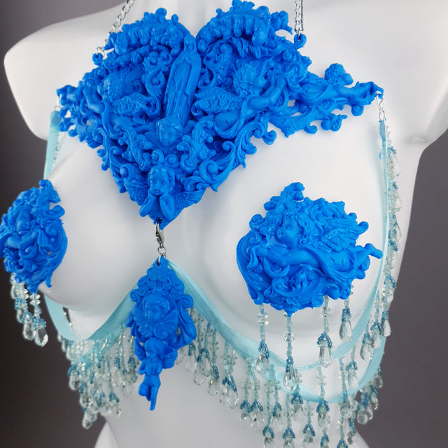 "Erzulie" Blue Filigree Nipple Pasties & Beading Body Jewellery