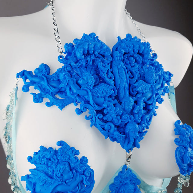 "Erzulie" Blue Filigree Nipple Pasties & Beading Body Jewellery