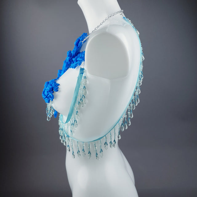 "Erzulie" Blue Filigree Nipple Pasties & Beading Body Jewellery