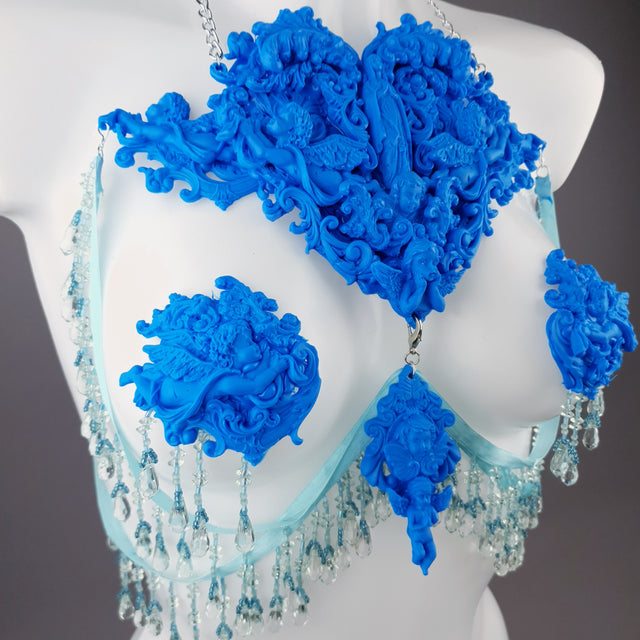 "Erzulie" Blue Filigree Nipple Pasties & Beading Body Jewellery