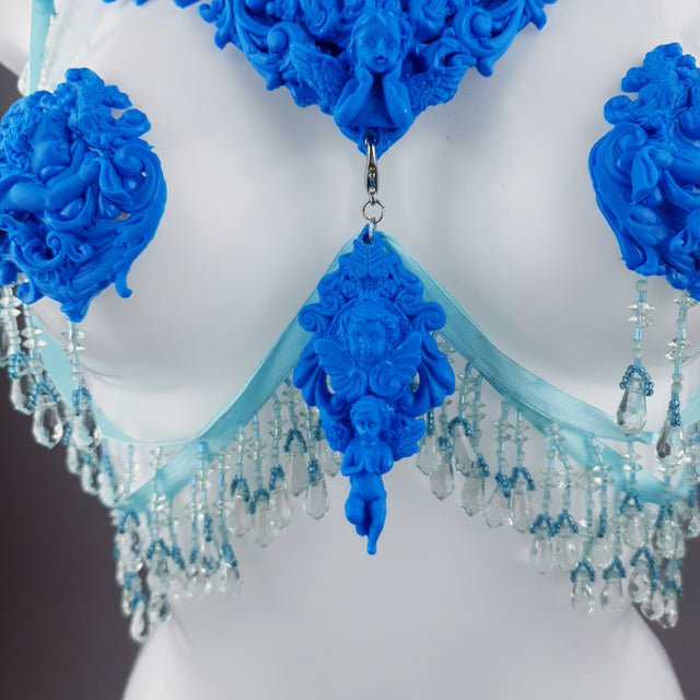 "Erzulie" Blue Filigree Nipple Pasties & Beading Body Jewellery