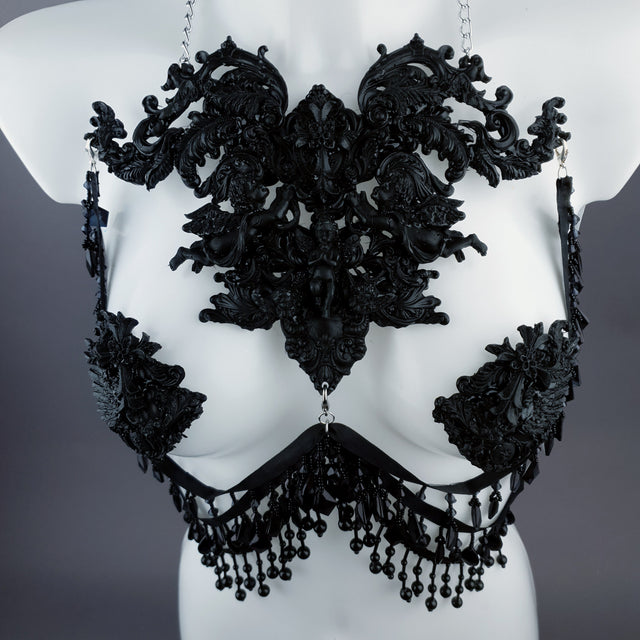 "Vanshni" Black Filigree Nipple Pasties & Beading Body Jewellery
