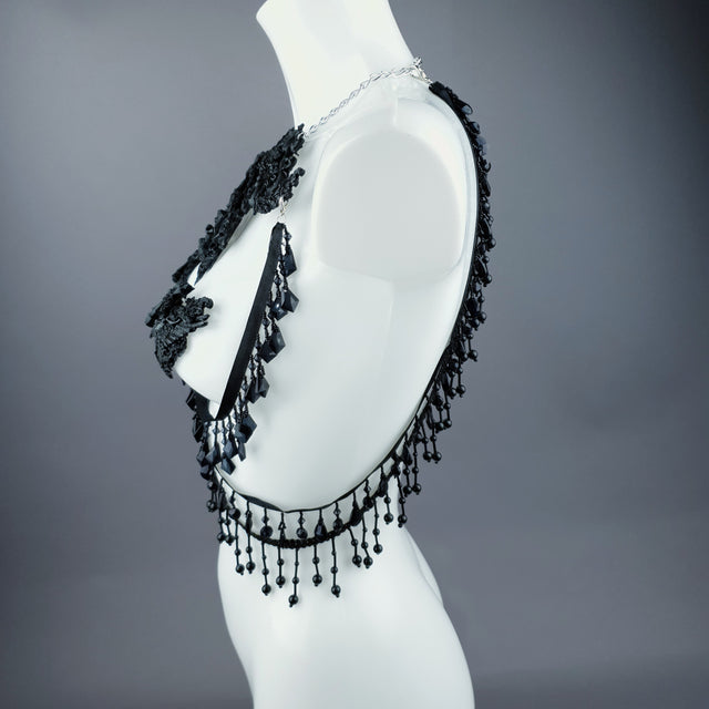 "Vanshni" Black Filigree Nipple Pasties & Beading Body Jewellery