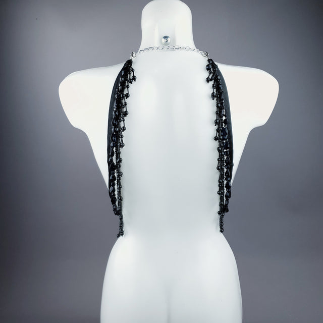 "Vanshni" Black Filigree Nipple Pasties & Beading Body Jewellery