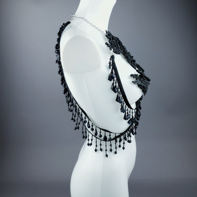 "Vanshni" Black Filigree Nipple Pasties & Beading Body Jewellery