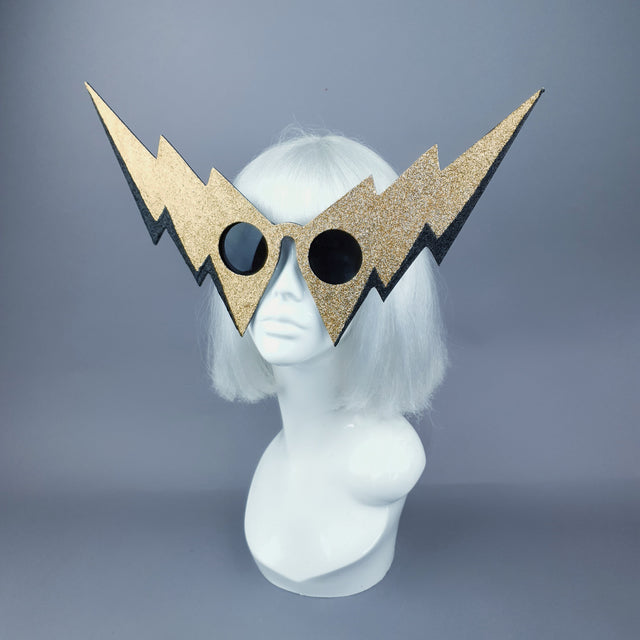 "Life on Mars" Black & Gold Lightening Bolt Sunglasses