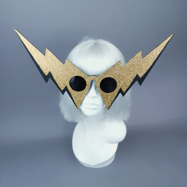 "Life on Mars" Black & Gold Lightening Bolt Sunglasses