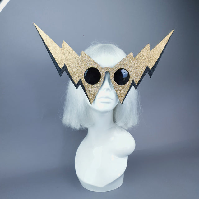 "Life on Mars" Black & Gold Lightening Bolt Sunglasses