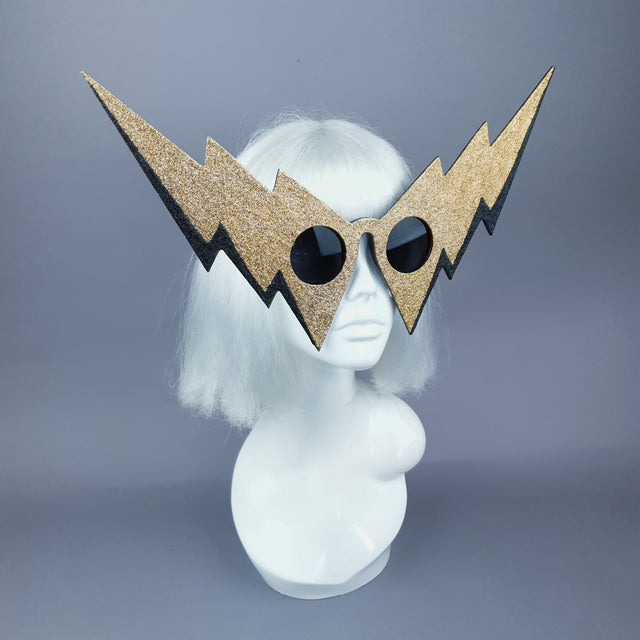 "Life on Mars" Black & Gold Lightening Bolt Sunglasses