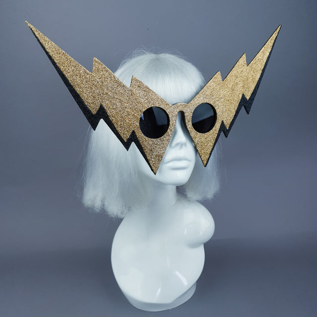 "Life on Mars" Black & Gold Lightening Bolt Sunglasses