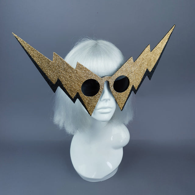 "Life on Mars" Black & Gold Lightening Bolt Sunglasses