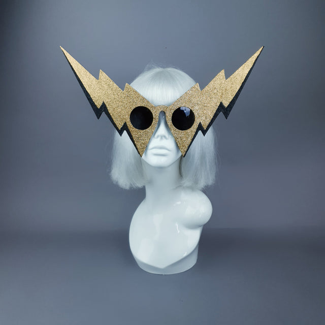 "Life on Mars" Black & Gold Lightening Bolt Sunglasses