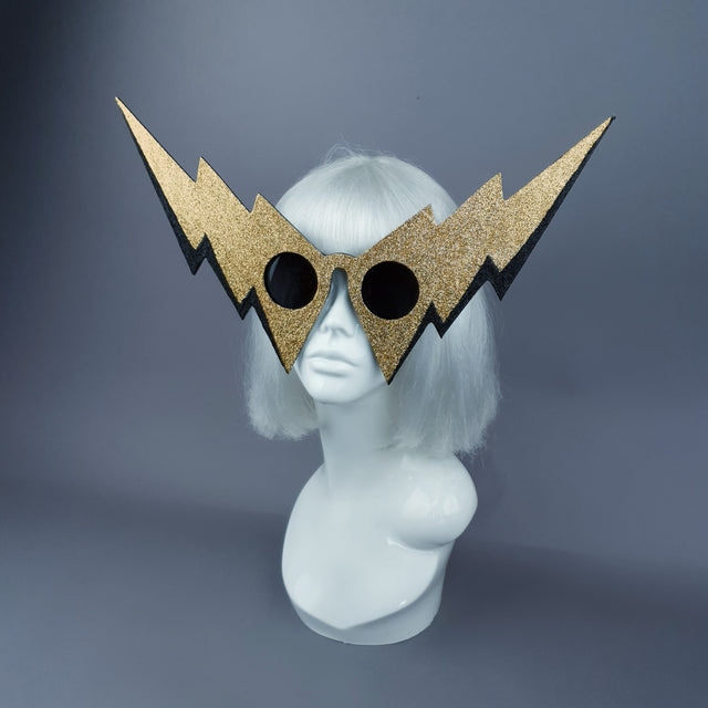 "Life on Mars" Black & Gold Lightening Bolt Sunglasses