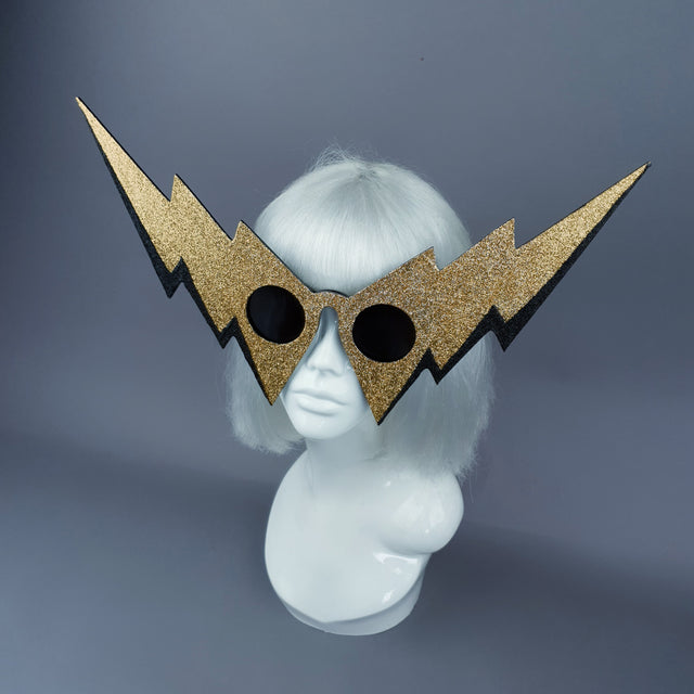 "Life on Mars" Black & Gold Lightening Bolt Sunglasses