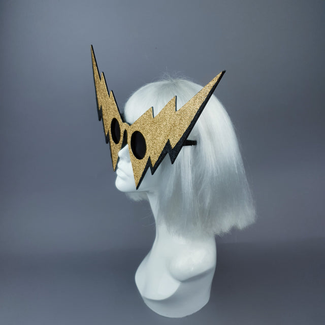 "Life on Mars" Black & Gold Lightening Bolt Sunglasses