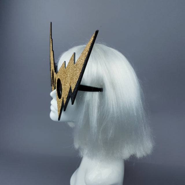 "Life on Mars" Black & Gold Lightening Bolt Sunglasses