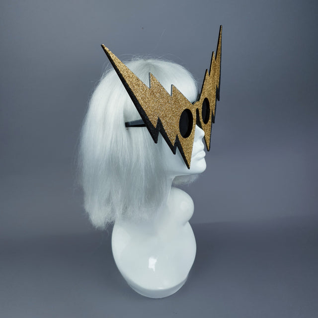 "Life on Mars" Black & Gold Lightening Bolt Sunglasses