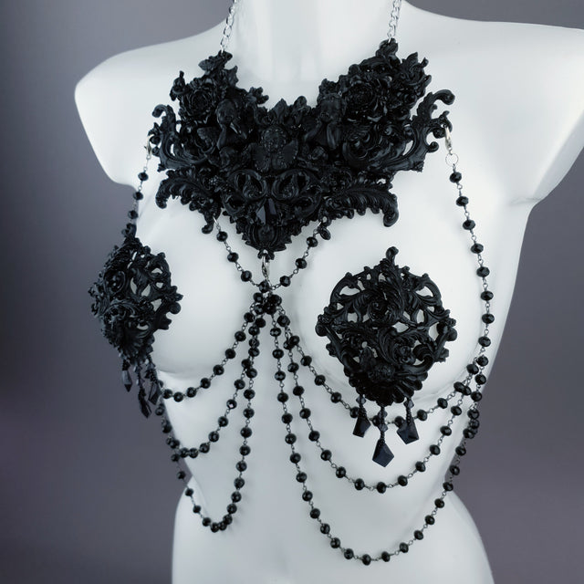 "Alexandrine" Black Filigree & Beading Body Jewellery