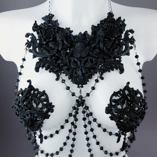 "Alexandrine" Black Filigree & Beading Body Jewellery