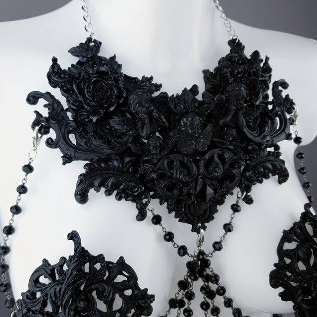 "Alexandrine" Black Filigree & Beading Body Jewellery