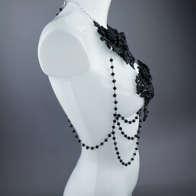 "Alexandrine" Black Filigree & Beading Body Jewellery