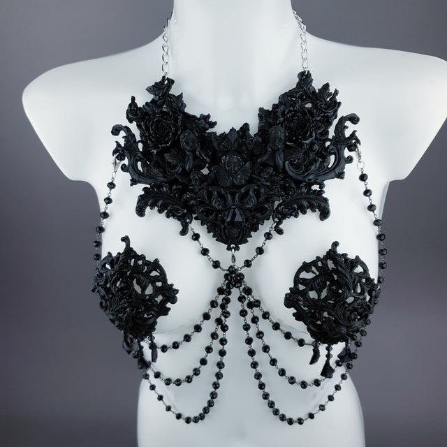 "Alexandrine" Black Filigree & Beading Body Jewellery