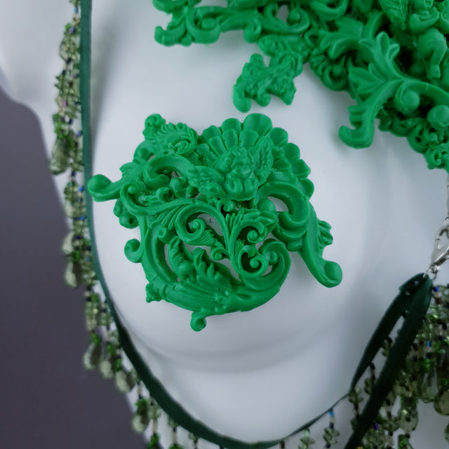 "Invidia" Green Filigree Nipple Pasties & Beading Body Jewellery