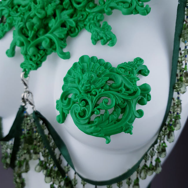 "Invidia" Green Filigree Nipple Pasties & Beading Body Jewellery