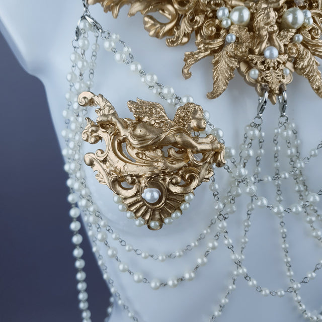 "Carrie" Gold Filigree & Pearl Body Jewellery & Nipple Pasties