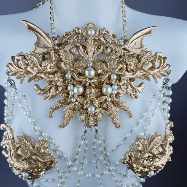 "Carrie" Gold Filigree & Pearl Body Jewellery & Nipple Pasties