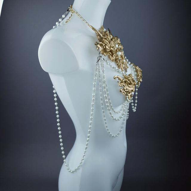 "Carrie" Gold Filigree & Pearl Body Jewellery & Nipple Pasties