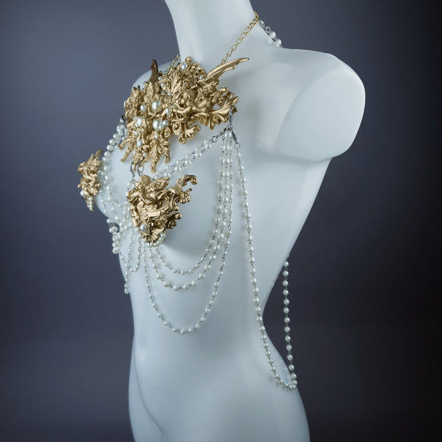 "Carrie" Gold Filigree & Pearl Body Jewellery & Nipple Pasties