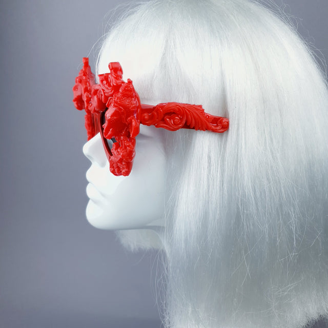 "Deva" Red Filigree Ganesh Catseye Sunglasses