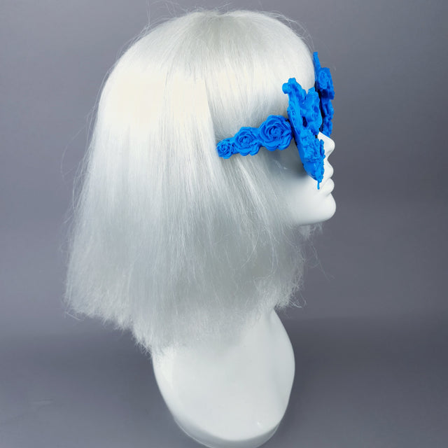 "La Belle Otero" Ornate Blue Filigree on Black Sunglasses