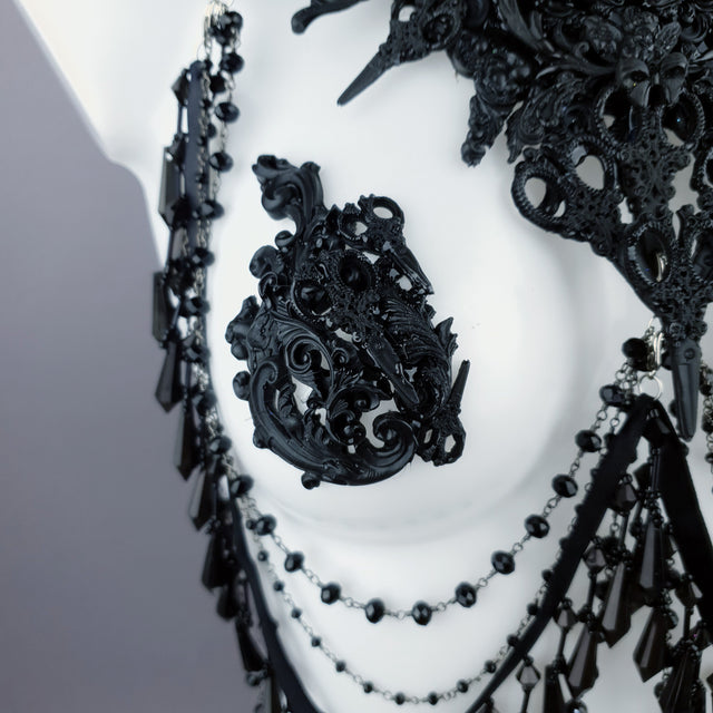 "Blade" Black Scissors & Filigree Body Jewellery with Nipple Pasties