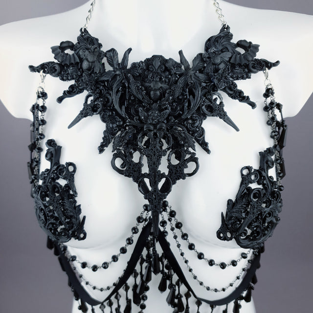 "Blade" Black Scissors & Filigree Body Jewellery with Nipple Pasties